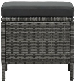 4 pcs conjunto lounge de jardim c/ almofadões vime PE cinzento