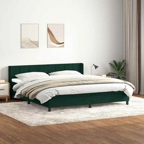 vidaXL Cama com molas/colchão 180x220 cm veludo verde-escuro