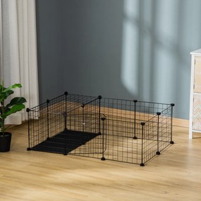 Recinto para pequenos animais – parque modular para coelhos, porquinhos-da-índia e roedores, preto