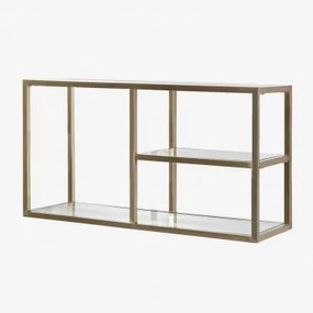 Estante De Parede ↔︎ 90 Cm Em Vidro E Aço Amelia Dourado Mate - Sklum