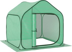 Outsunny Mini estufa pop-up pequena estufa legumes plantas flores com porta com zíper em PE 150 x 148 x 148 cm verde | Aosom Portugal