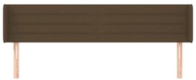 Cabeceira de cama c/ abas tecido 163x16x78/88cm castanho-escuro