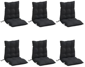 Almofadões cadeira encosto baixo 6 pcs tecido oxford preto