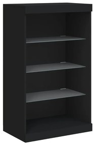 Aparador com luzes LED 181,5x37x100 cm preto