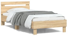 vidaXL Cama sem colchão com cabeceira 100x200 cm carvalho sonoma