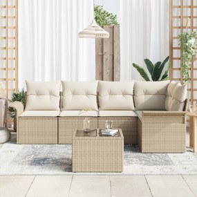 Conjunto de Sofá Jardim vidaXL 6 Peças com Almofadas Marrom Vime PE, S