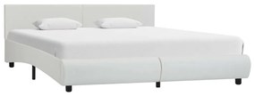 285460 vidaXL Estrutura de cama 160x200 cm couro artificial branco