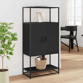Armário alto 68x35x139 cm derivados madeira e metal preto