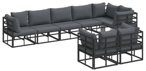 vidaXL Conjunto de Sofá de Jardim com almofada Preto Alumínio