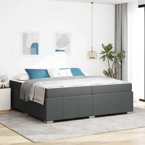 vidaXL Estrutura da Cama com colchão Cinza Escuro 200 x 200 cm tecido