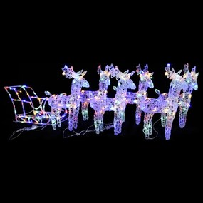 vidaXL Decoração de Natal renas/trenó 320 luzes LED acrílico