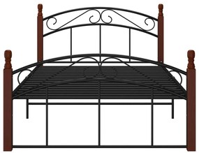 Estrutura de cama 120x200cm metal/madeira carvalho maciça preto