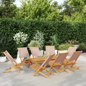 vidaXL Cadeiras jardim dobráveis 8pcs tecido/madeira cinza-acastanhado