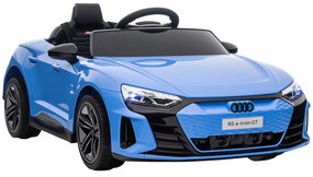 HOMCOM Carro Elétrico AUDI RS E-Tron GT 12V com 2 Motores Controlo Remoto Faróis LED Buzina Música USB 3-5km/h 103x58x41cm Azul