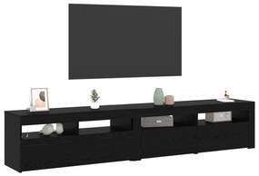 Gabinetes de TV vidaXL 2 pcs com Luzes LED Madeira de Carvalho Preto,