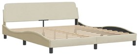 Estrutura de cama sem colchão 180x200 cm tecido cor creme