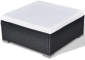 5 pcs conjunto lounge de jardim c/ almofadões vime PE preto