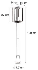 Candeeiro de pé para exterior preto fumê 100 cm IP44 - Charlois Moderno