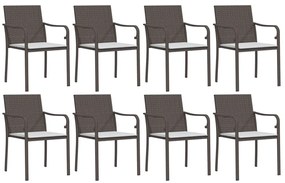 9 pcs conjunto de jantar p/ jardim com almofadões vime PE e aço