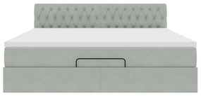 Estrutura de cama otomana com colchão 180x200 cm cinzento claro