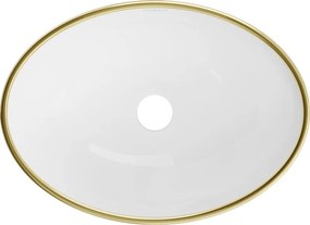 Mexen Elza lavatório de bancada 40 x 33 cm, branco/dourado padrão xadrez - 21014009