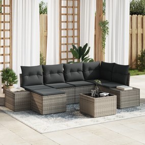 Conjunto de Sofá de Jardim de 6 Peças com Almofadas Pretas Rattan de P