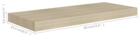 Prateleira de parede suspensa 60x23,5x3,8 cm MDF cor carvalho