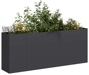 vidaXL Vaso floreira 200x40x80 cm aço laminado a frio preto