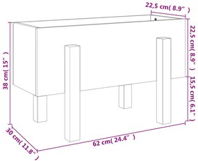 Vaso/floreira de jardim 62x30x38 cm pinho maciço branco