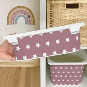 Autocolante para caixa IKEA TROFAST - Estrelas brancas (cor-de-rosa)