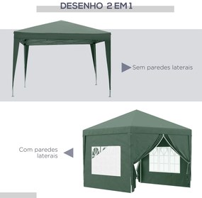 Outsunny Tenda de Jardim com Paredes Laterais Amovíveis Janelas Porta