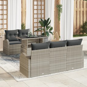 Conjunto de Sofá de Jardim vidaXL de 6 Peças com Almofadas Cinzento Cl