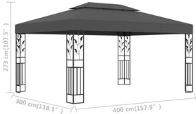 Gazebo com telhado duplo 3x4 m antracite