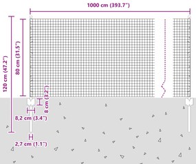 Cerca de Arame Soldado com 5 Postes U Verde 0.8x10 m Aço