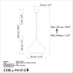 Candeeiro Chandelier Saglam – Laranja – Ø30 h:28 cm