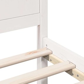 Estrutura de Cama Branca Branca Madeira de Pinho Maciço