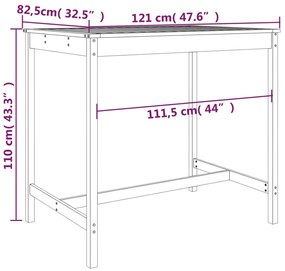 5 pcs conjunto de bar para jardim pinho maciço cinzento