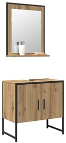 Conjunto de Armário de Banheiro de 2 Peças em Carvalho Artisan Madeira