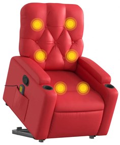 Poltrona massagens reclinável elevatória couro artif. vermelho