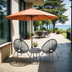 Conjunto de 3 móveis de varanda ou jardim acapulco com 2 cadeiras e uma mesa Preto