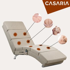 Poltrona London Sand com função de massagem e aquecimento 186 x 55 x 89 cm areia (aspeto de linho)