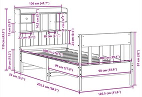 Cama sem colchão 100x200 cm madeira de pinho maciça
