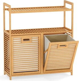 Móvel para Roupa Suja, 80 x 30 x 92 cm, 2 Compartimentos e Estante Superior, Natural