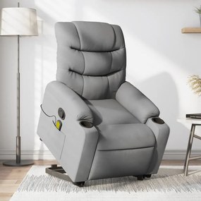 vidaXL Poltrona reclinável massagens tecido cinzento-claro
