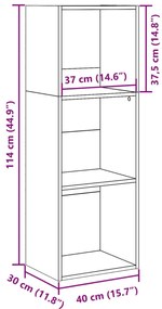 Estante 40x30x114 cm derivados de madeira cinzento sonoma