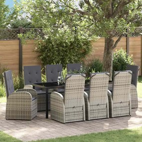 vidaXL Conjunto de Móveis de Exterior 9 pcs Cinzento 200 x 80 x 73 cm