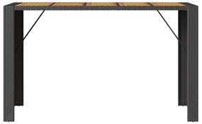 Mesa de bar para jardim com tampo em acácia vime PE preto