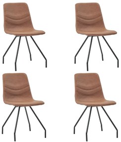 vidaXL Cadeiras de jantar 4 pcs couro artificial castanho