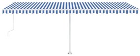 Toldo autom. c/ LED e sensor de vento 600x350 cm azul/branco