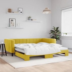 vidaXL Sofá-cama com gavetão 100x200 cm veludo amarelo